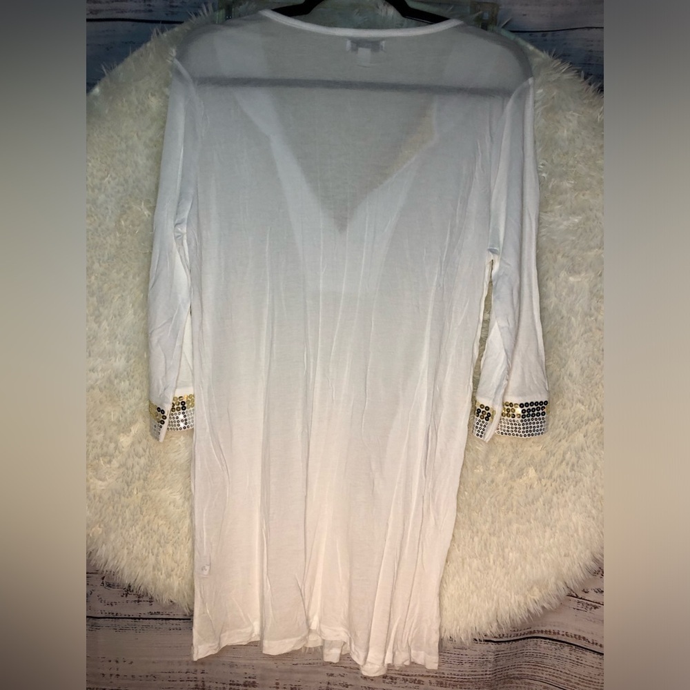 VENUS White Silver Embellished Tunic 3/4 Sleeve Medium NWOT - Picture 10 of 14
